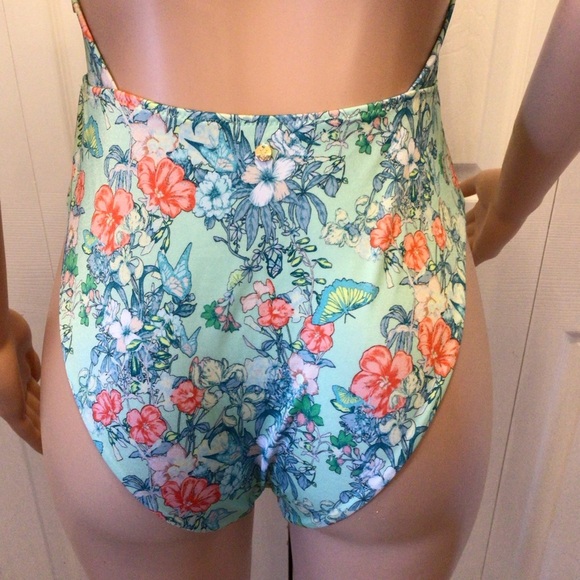 Victorias Secret Butterfly Floral High Neck Wrap One Piece Swimsuit Size Medium - Picture 7 of 11